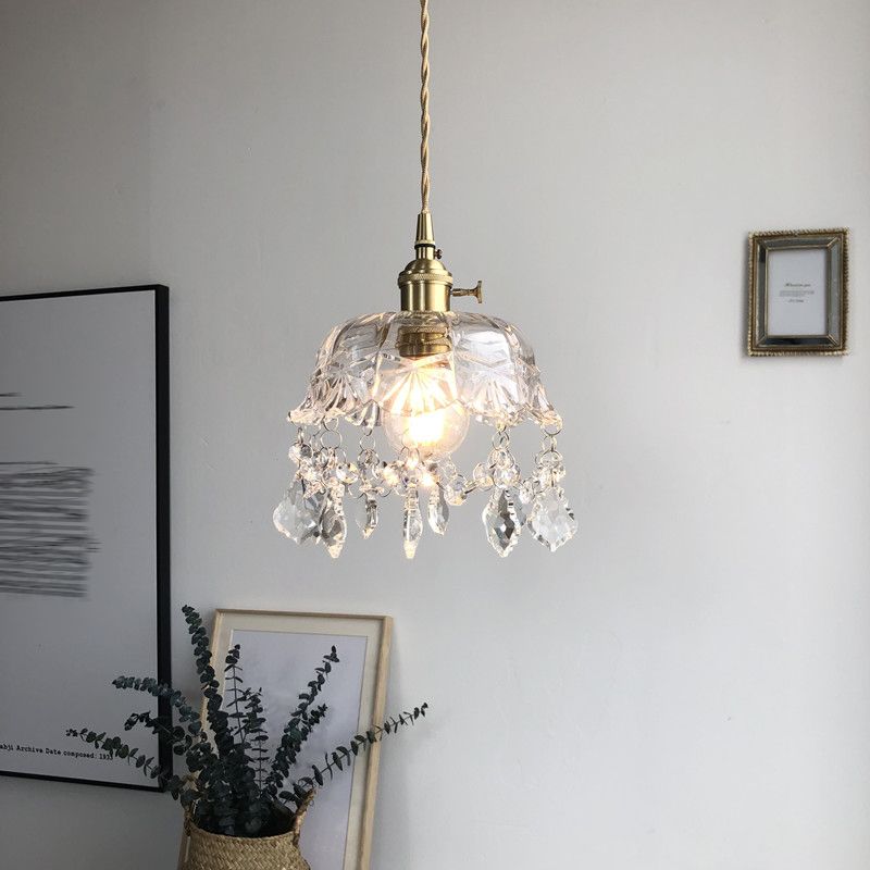 Glazen industriële hanglamp 1-licht hangend plafondlicht voor gang