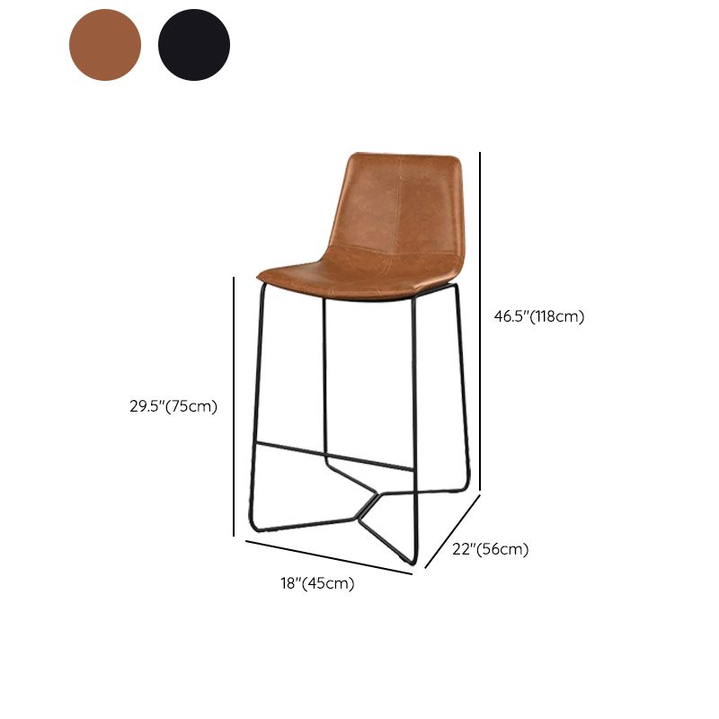 Modern Backrest Armless Counter Stool Iron Bar Stool with Cushion and Pedal