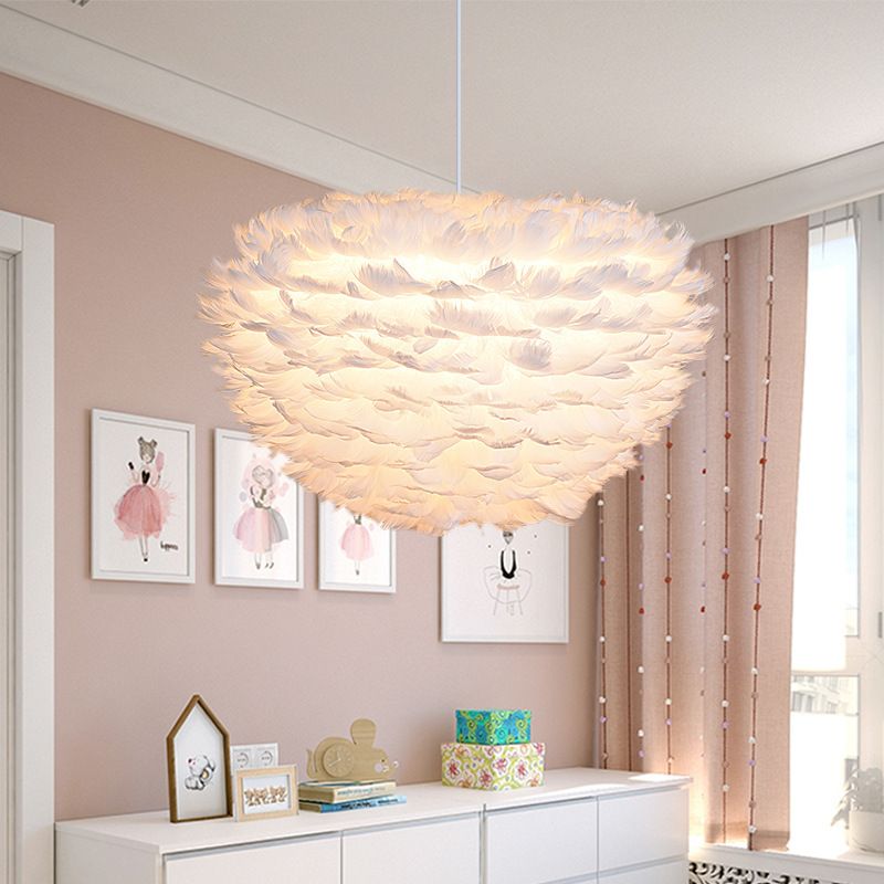 Modern Feather Hanging Lights Children's Room Bedroom Living Room Chandelier