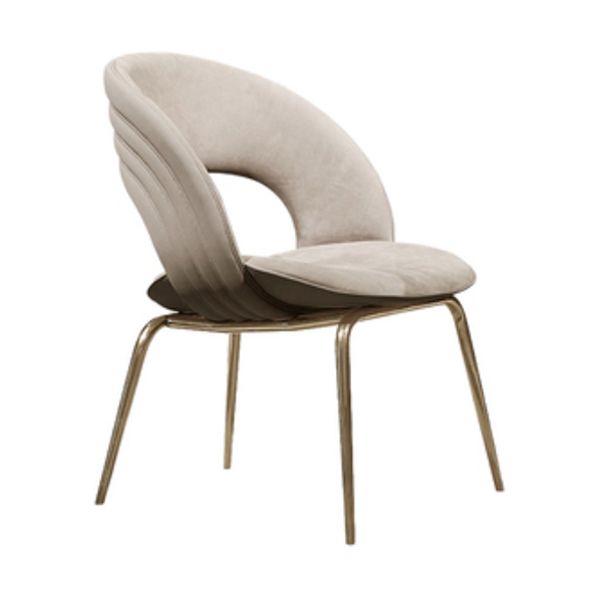 Contemporary Metal and Upholstered Open Back Dining Side Chair
