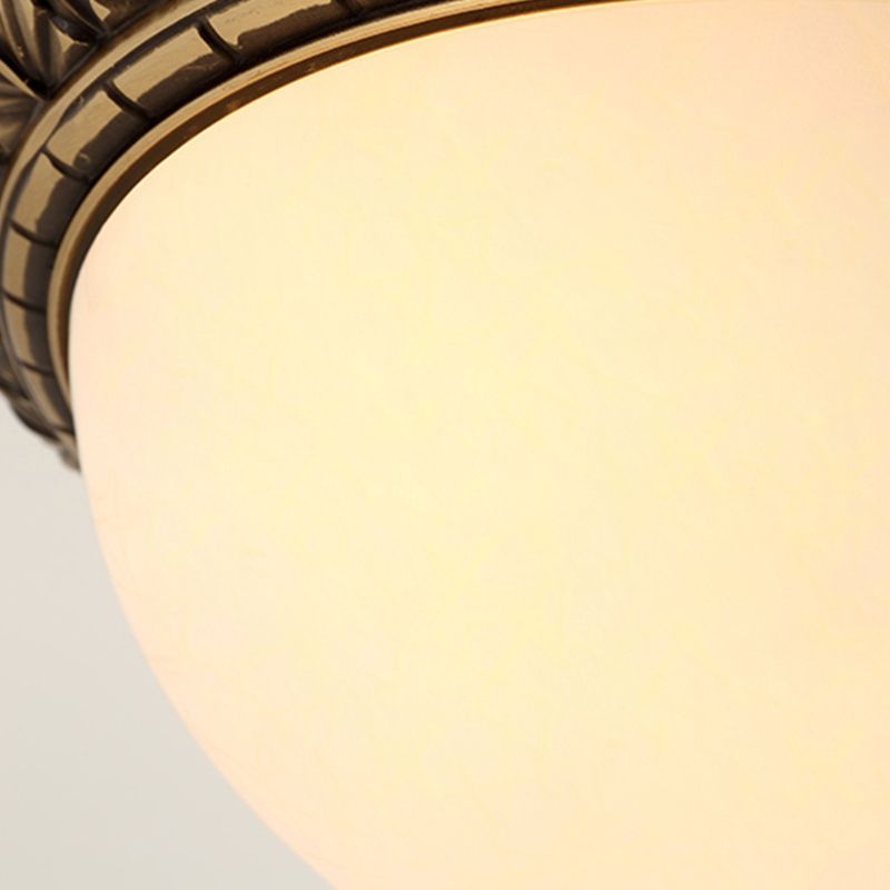 Traditional Flush Mount Light White Glass Shade Ceiling Lamp for Coffee Shop