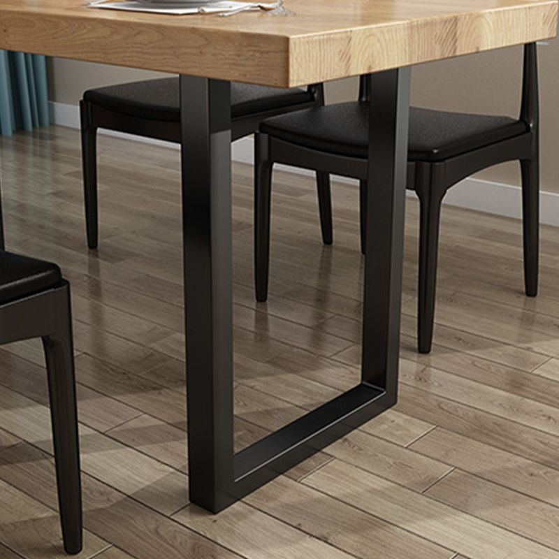 Industrial Natural Dining Site Table Rectangle Metal Sled Dining Table