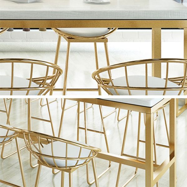 White Glam Style Counter in Faux Marble and Iron Milk Tea Shop Bar Table