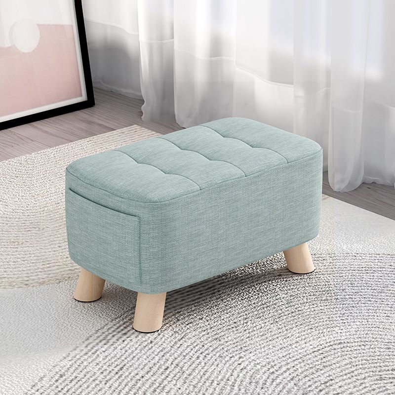 Modern Cotton Storage Pouf Plain Rectangle Tufted Chair Ottoman