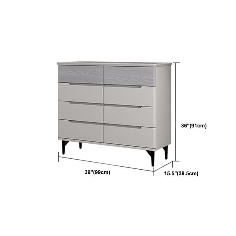 Contemporary Bedroom Chest Wooden Storage Chest in Gray with Drawers