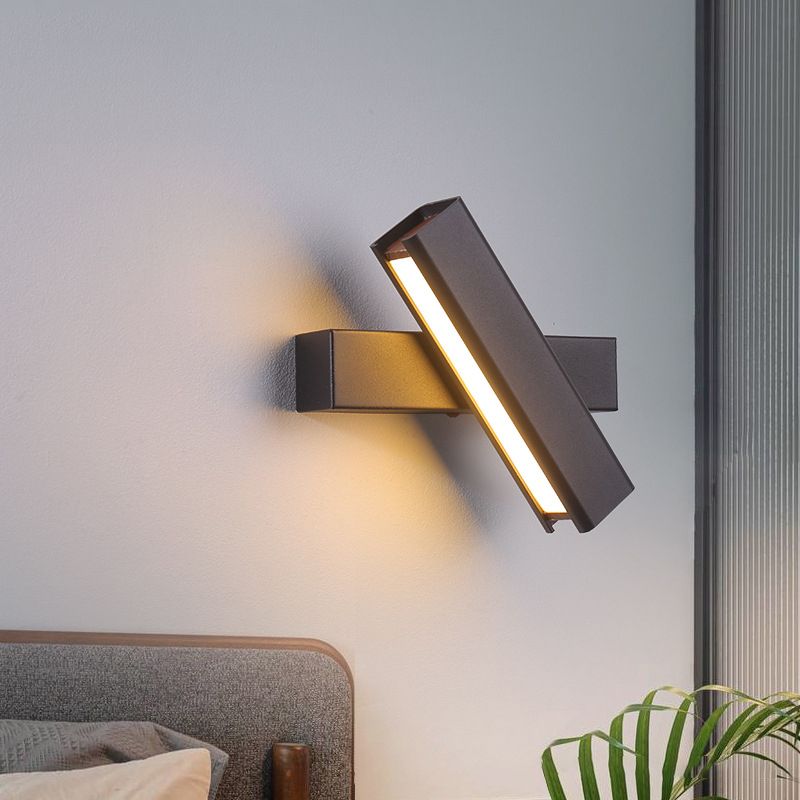 350 ° roteerbare rechthoekige LED -wandlamp 7,5 "brede Noordse eenvoudstijl metaal SCONCE Licht met onafhankelijke schakelaar