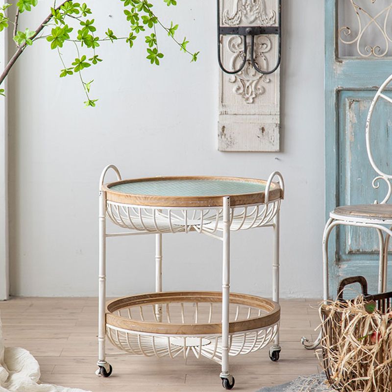 Metal Cross Legs End Table White Glass Top Accent Side Table