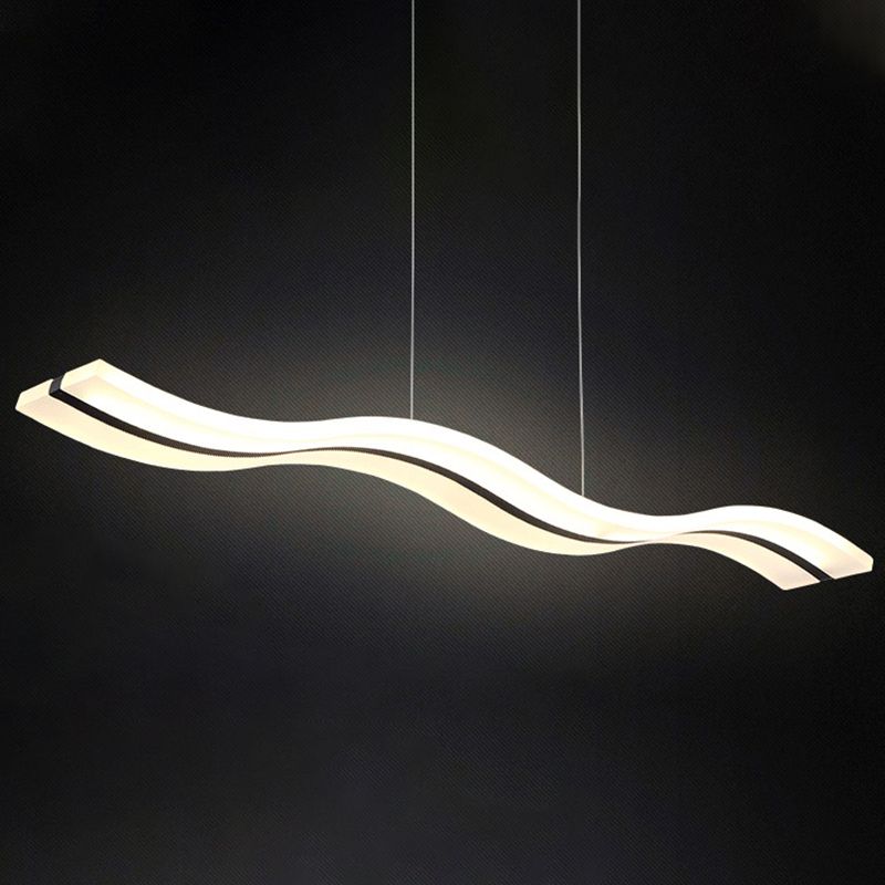 Stainless-Steel LED Island Light in Modern Simplicity Acrylic Linear Hanging Lamp for Dining Room