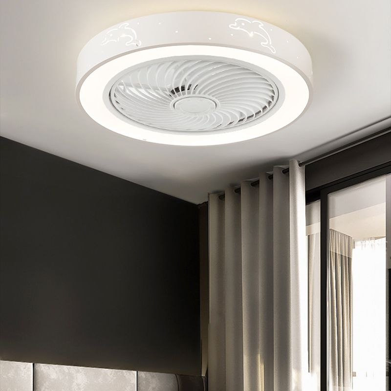 Ventola rotonda Light Light MODER MODER MODER METAL 1 Luce Luce Light in bianco