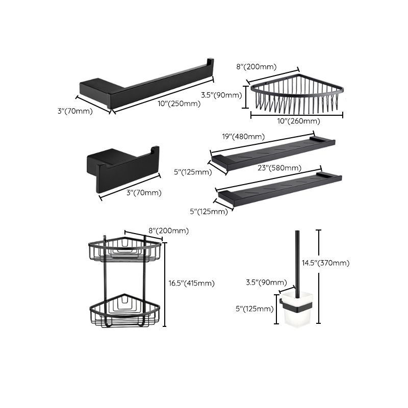 5-Piece Modernism Bath Hardware Set in Stainless Steel Matte Black