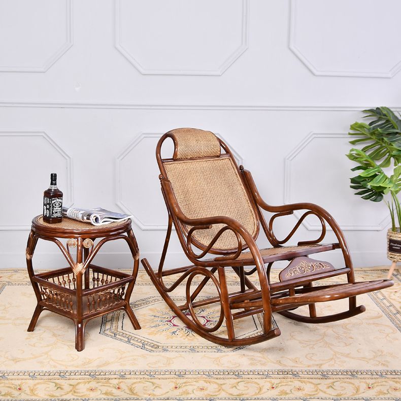 Rattan Rocking Chair Pure Color Traditional Woven Rope Rocking Chair in Living Room