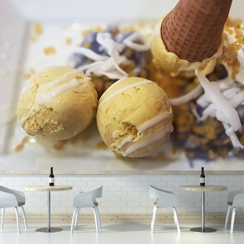 Customized Ice Cream Dessert Mural Photography Style Wall Covering for Dessert Shop