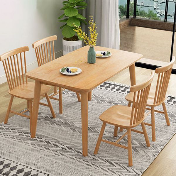 Eenvoud rechthoek eettafel eiken vaste houten tafel met 4 poten voor eetkamer