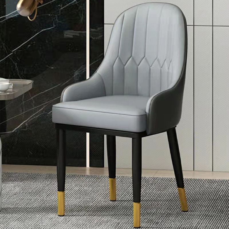 Modern Style Arm Chair Metal Solid Back Dining Chair for Kitchen