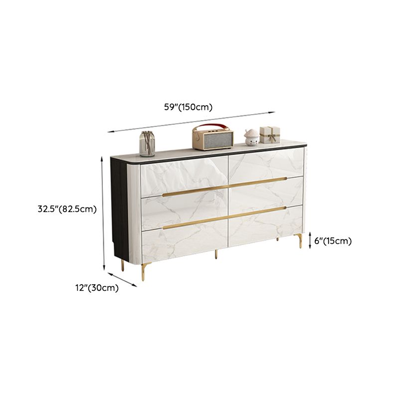 Stone Storage Chest Dresser Horizontal Storage Chest with 6 Drawers