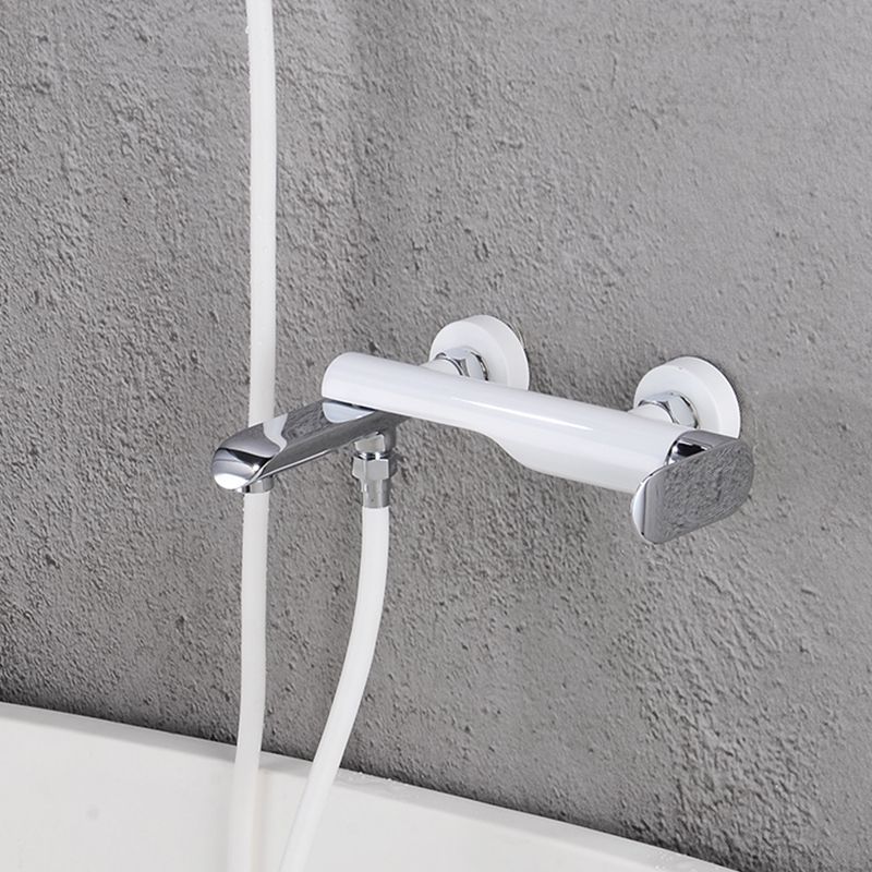 Swivel Tub Filler Wall Mount Single Lever Handle Brass Tub Filler with Hand Shower