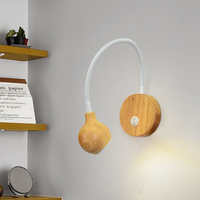 Cirkel wandmontage verlichting Moderne houten led beige sconce lamp met witte verstelbare arm
