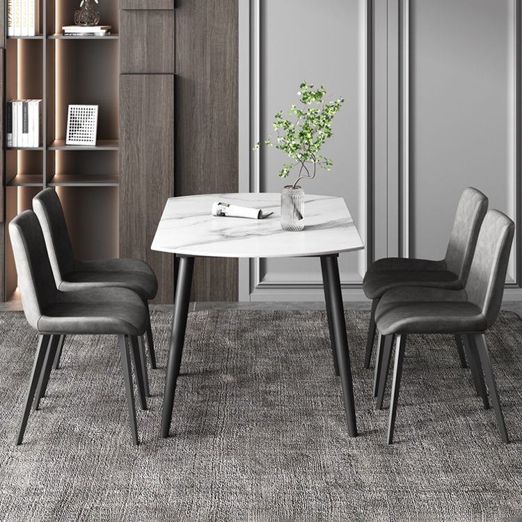 52" Extendable Round Dining Table Modern Adjustable Sintered Stone Top Table with 4 Legs