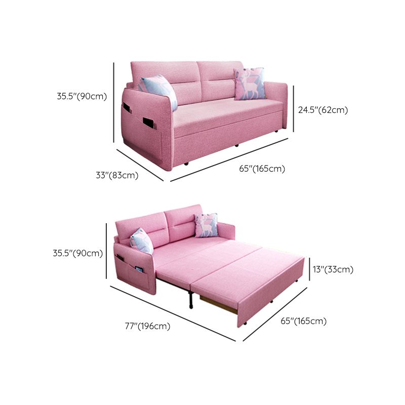 Pink Metal Daybed with Upholstered Contemporary Convertible Kids Bed