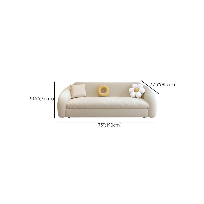 37" Wide Scandinavian Sofa Futon White Upholstered Foldable Sleeper Sofa
