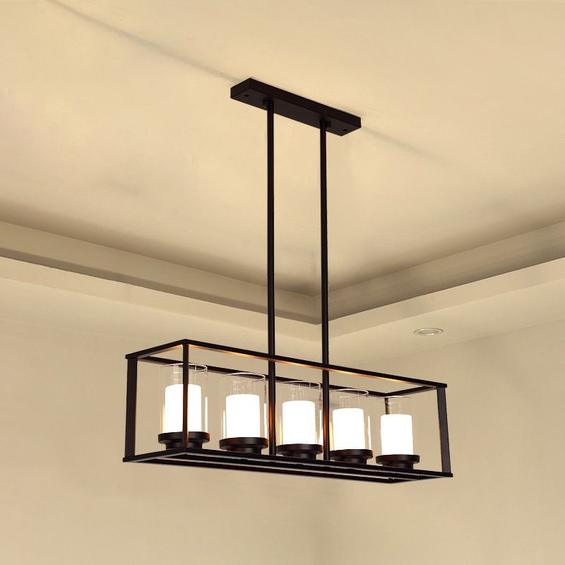 Lampadini del lampadario lineare industriale Smoke Glass Isola Lampadri per sala da pranzo