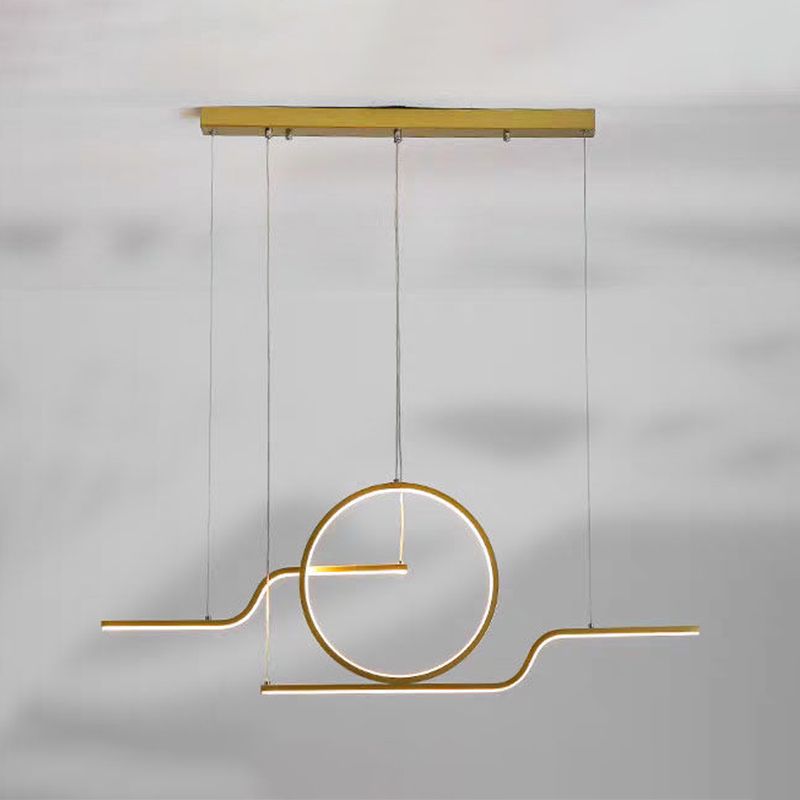 Geometric Island Lighting Modern Metal 3 Light Island Chandelier with Acrylic Shade