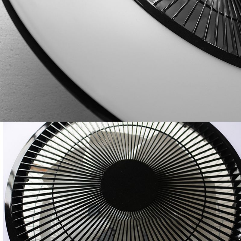 Schwarzer runde Lüfterleuchte nordische LED -Acryl -halb Flush Deckenleuchte für Schlafzimmer