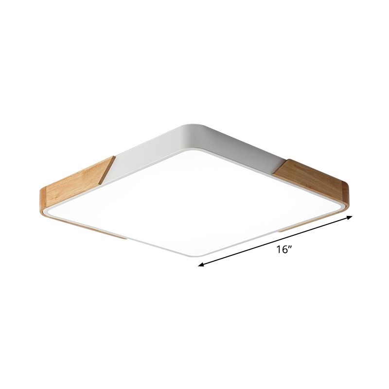 Cuadrado de empalme/Rectángulo Led de Color Rojo nórdico de madera acrílica-Luz de montaje de techo blanco en luz cálida/blanca