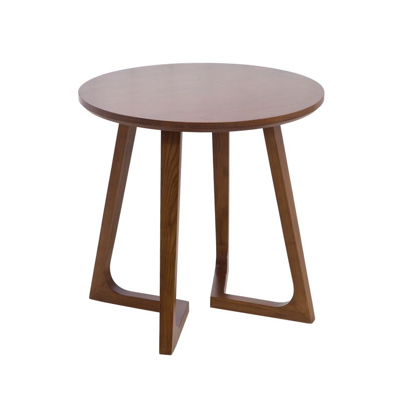 Round Wood Color Dining Table Ash Solid Wood Table Modern with Double Pedestal