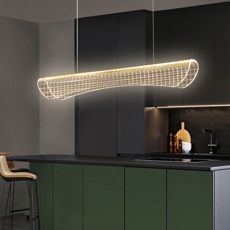 Modern Pendant Light Transparent Island Lighting Metal 1 Light Island Light Fixture in Black