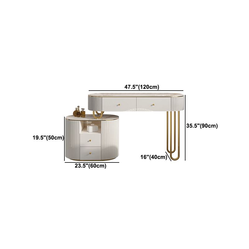 Slate Top Glam Make-up Vanity 4 Drawer Vanity Dressing Table Set