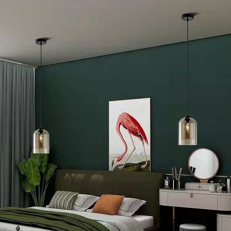 Double Glass Bell Pendant Light in Modern Luxury Style Wrought Iron Hanging Lamp for Interior Spaces