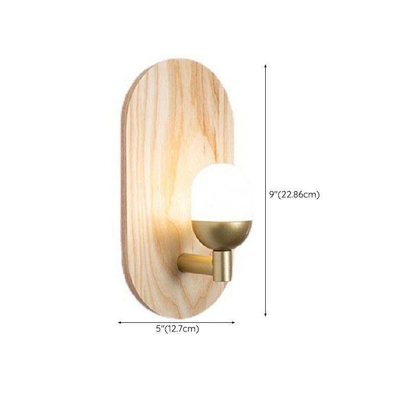 Wood Oval Shape Wall Sconce Modern Style 1 Light Wall Light Fixture in Brown