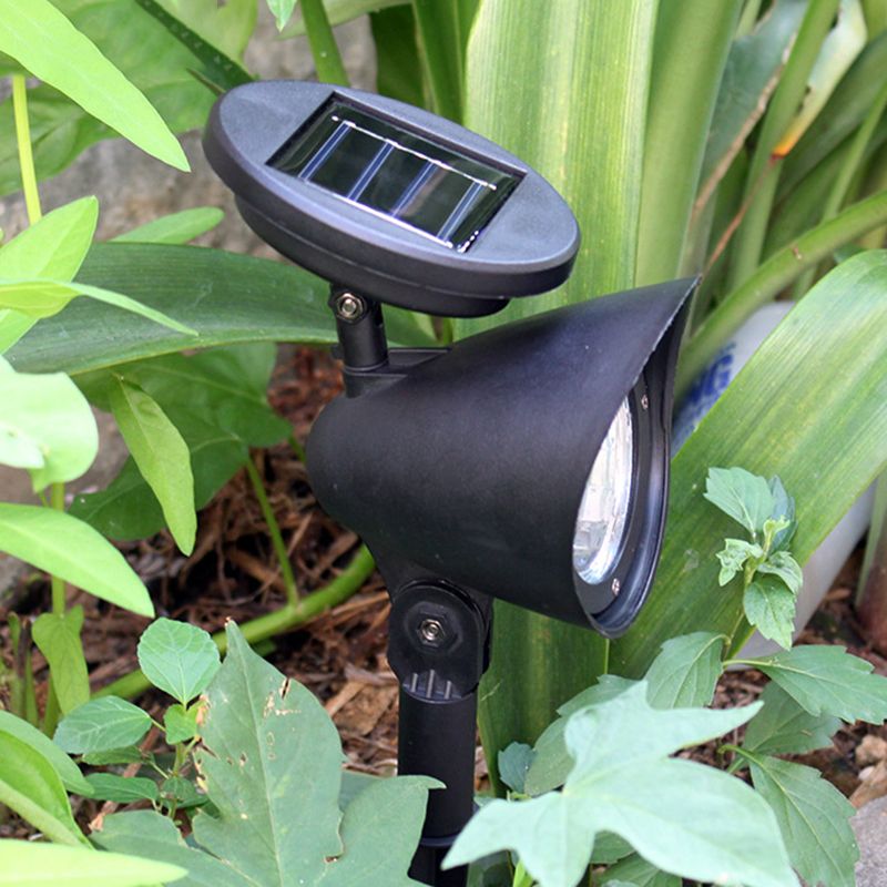 Tapered Shape Plastic LED Stake Spotlight Modern Black Solar Lawn Lighting for Backyard