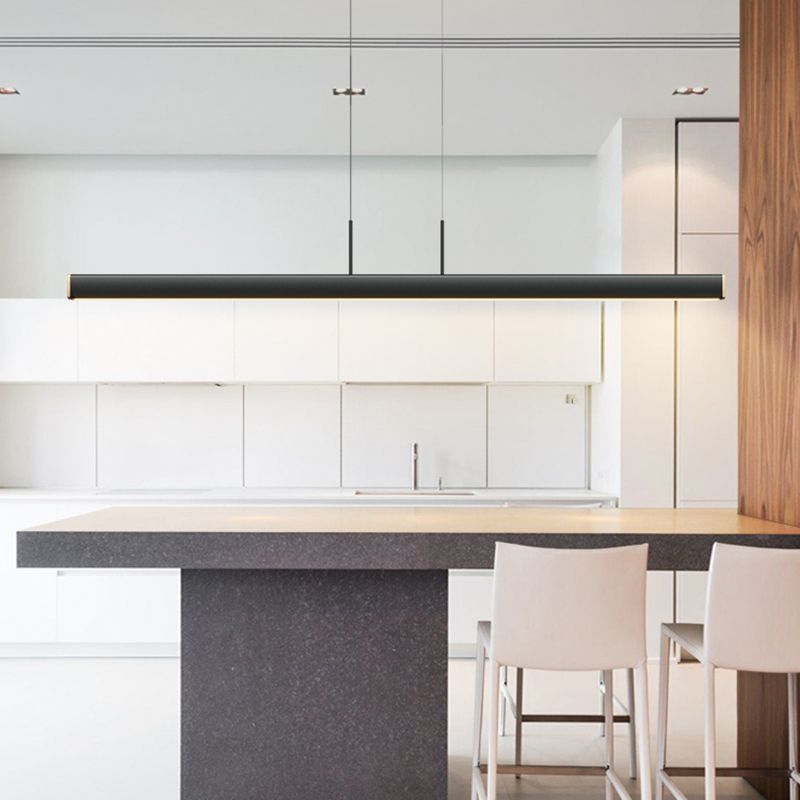 Ideas modernas de iluminación de la isla LED de hierro Lámpara lineal de lámpara lineal para el comedor