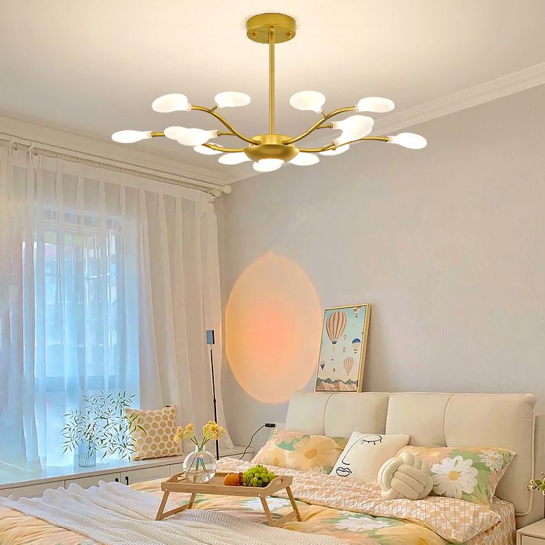 Goldzweig Kronleuchter modernistischer Metall und Acryldecker Kronleuchter für Wohnzimmer