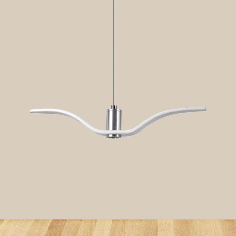 Nautical Style Seagull Shape Hanging Light Acrylic Shade LED Ceiling Pendant Lamp in White