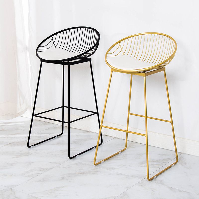 Glam Armless Backrest Counter Stool Iron Bar Stool with Footrest