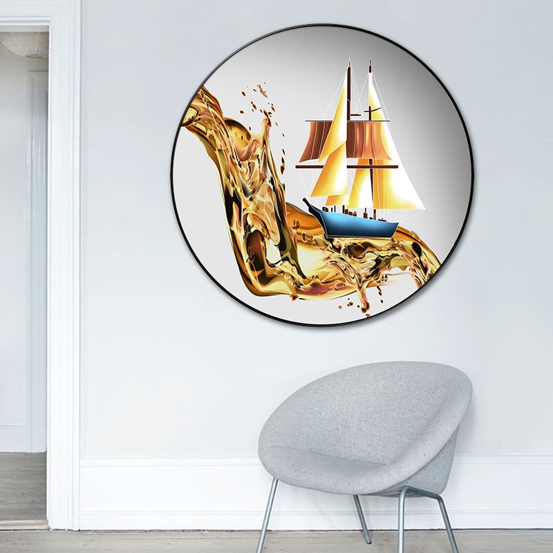 Contemporary Sailing Boat Art Print Canvas Light Color Vehicle Wall Decor, Multiple Sizes