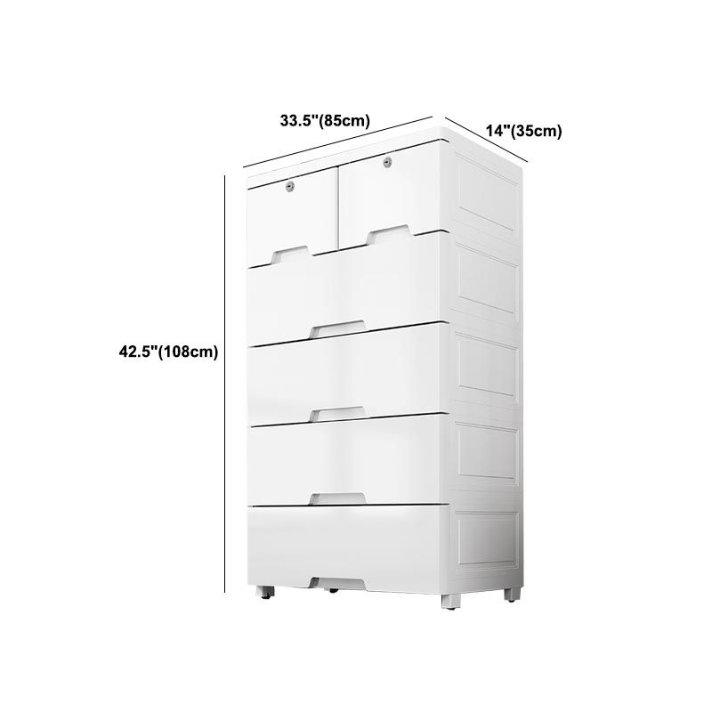 White Plastic Wardrobe Armoire Contemporary Storage Cabinet with Drawer