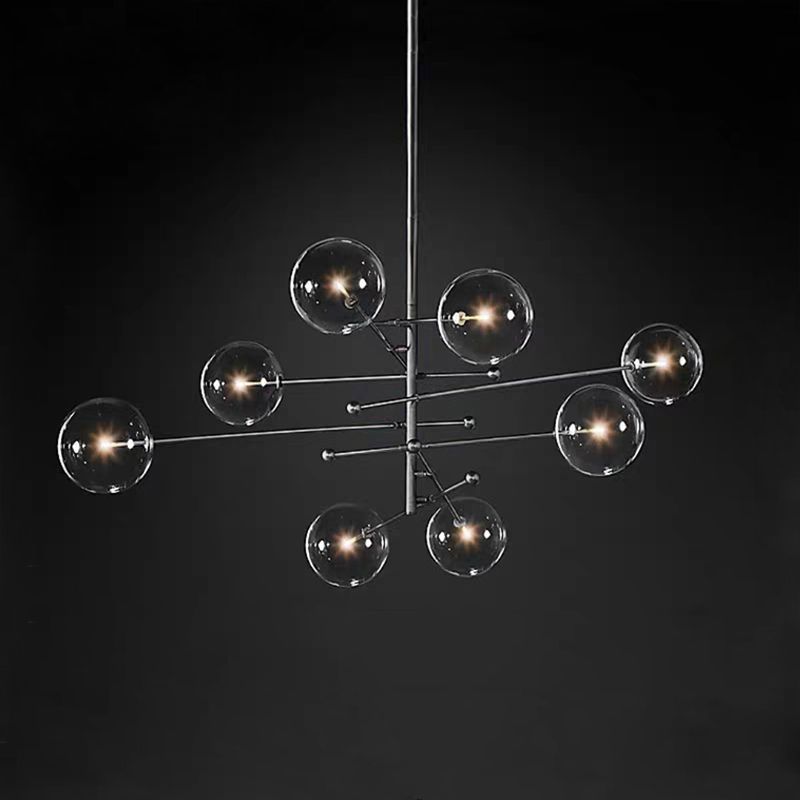 Nordic Metal Chandelier Globe Pendant Lamps with Glass Shade for Living Room