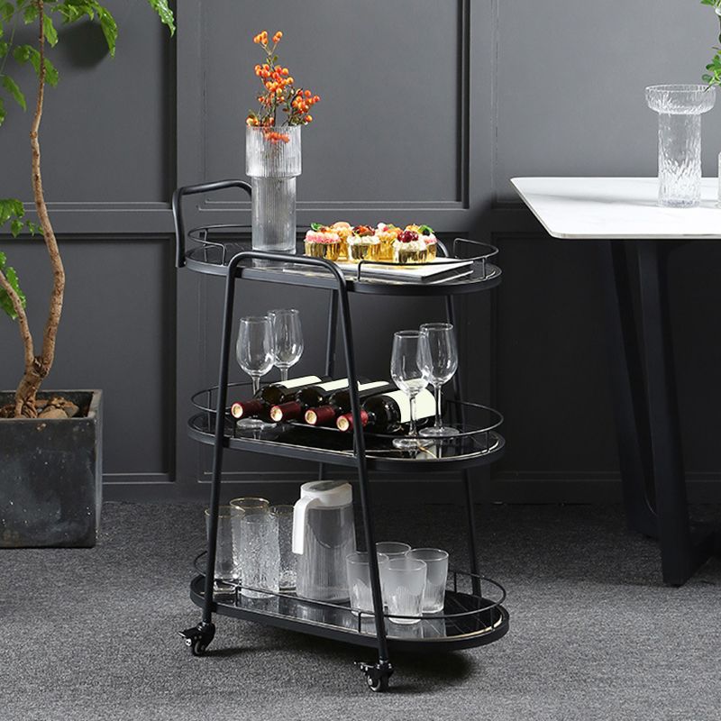 26.77"W Rolling Contemporary Prep Table Metal Prep Table for Home Use