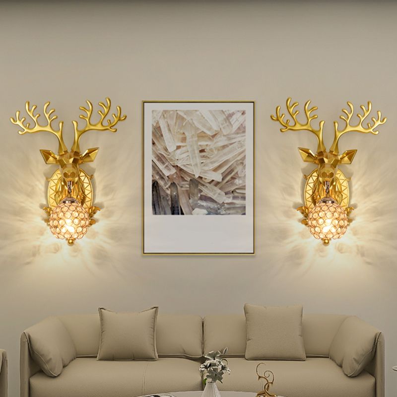 Funzione per illuminazione da parete di cristalli di corna da parete lampada montata in stile a parete
