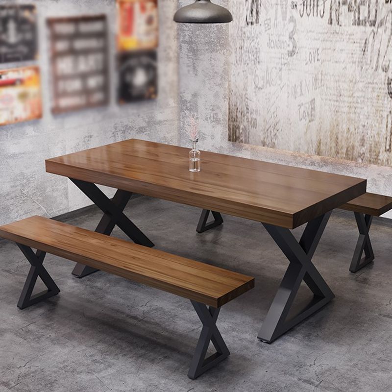 Rectangle Dining Table Industrial Dining Table with Iron Base