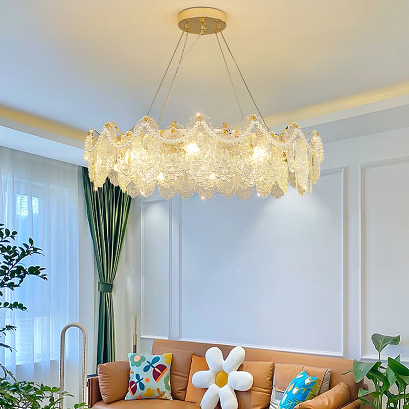 Modern Metal Ceiling Lamp Geometric Shape Island Light with Glass Shade for Bedroom