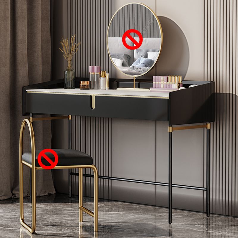 Modern Black Vanity Makeup Stone Top Dressing Table with Storage