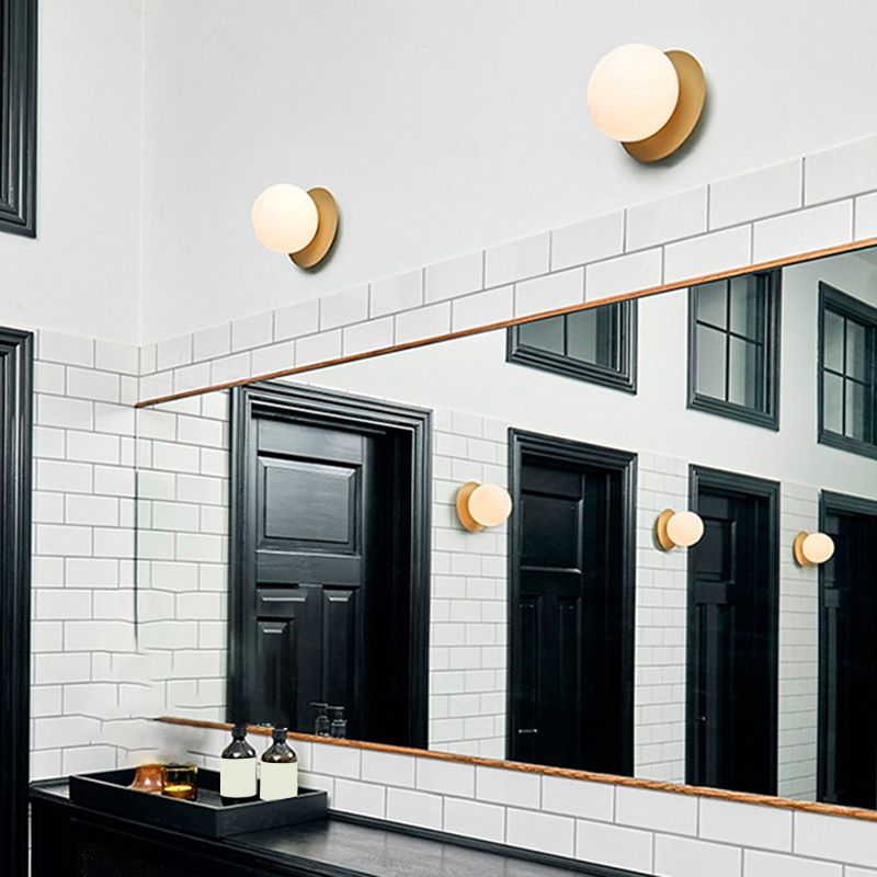Modern Wall Sconce Metal Ball Shape Vanity Lamp with Glass Shade for Bathroom