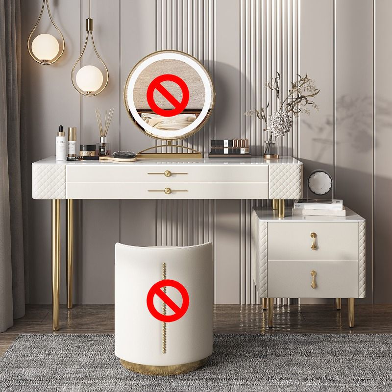 Luxurious Vanity with Storage Drawers Genuine Leather Makeup Vanity Desk