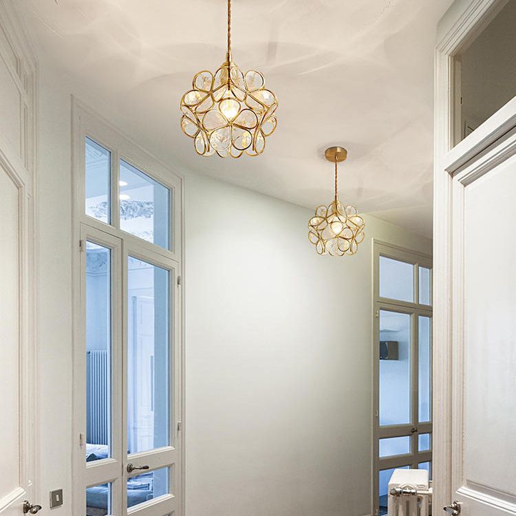 Mini plafonniers encastrés de style vintage traditionnel avec abat-jour en verre