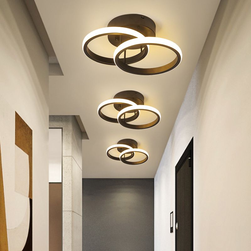 Moderne stijl 2-lichts plafondinbouwverlichting Geometrische metalen semi-led inbouwarmatuur